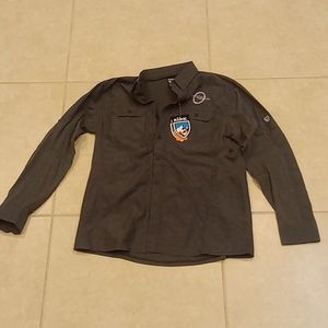 A Kuhl, SPF 30+, long sleeve lightweight button up, grey, men's M